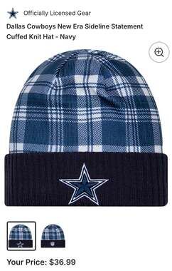 Dallas Cowboys New Era Sideline Statement Cuffed Knit Hat - Navy, NWT
